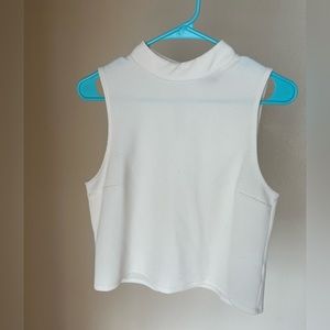 Classy white turtleneck tank blouse